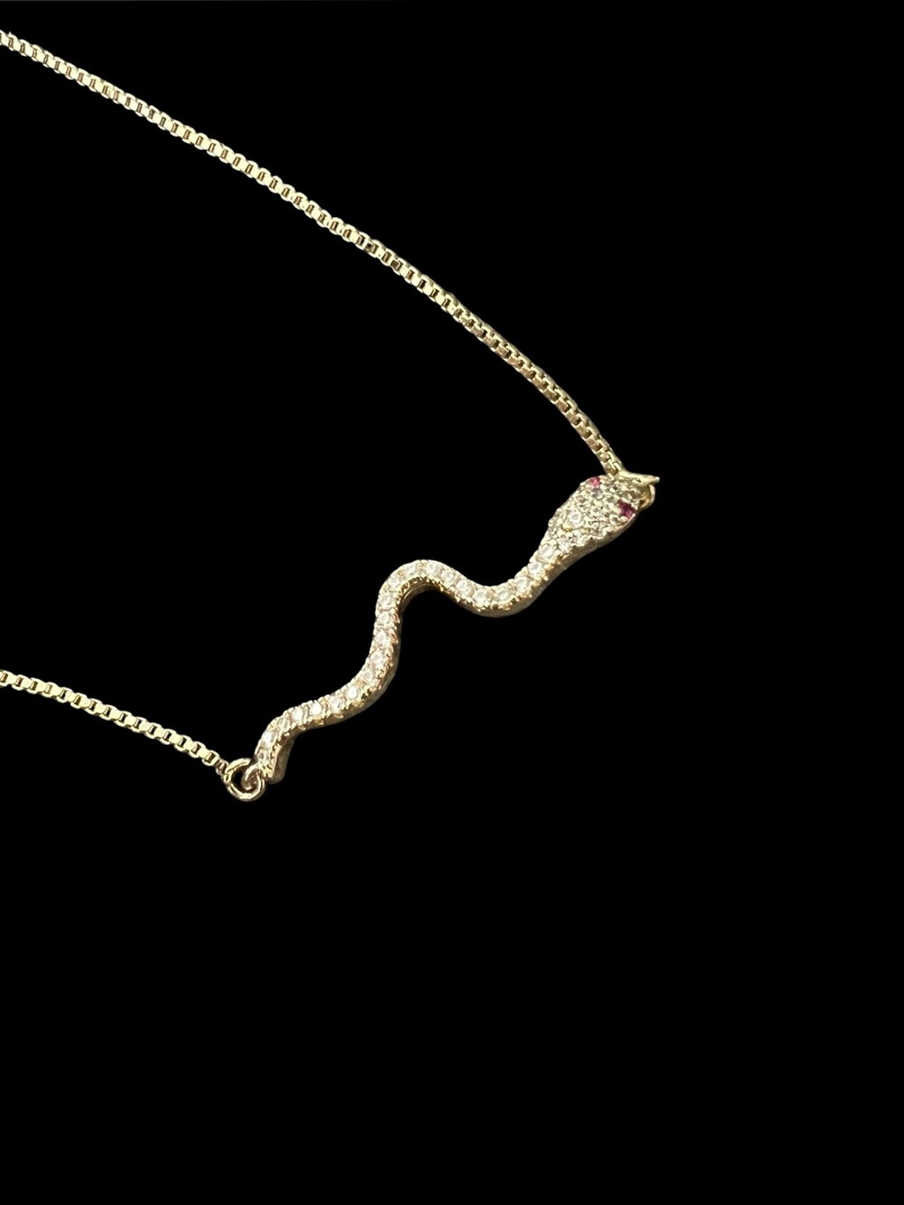 18k Gold Plated Bracelet with Rhinestone Snake Charm - Picture 2 of 5